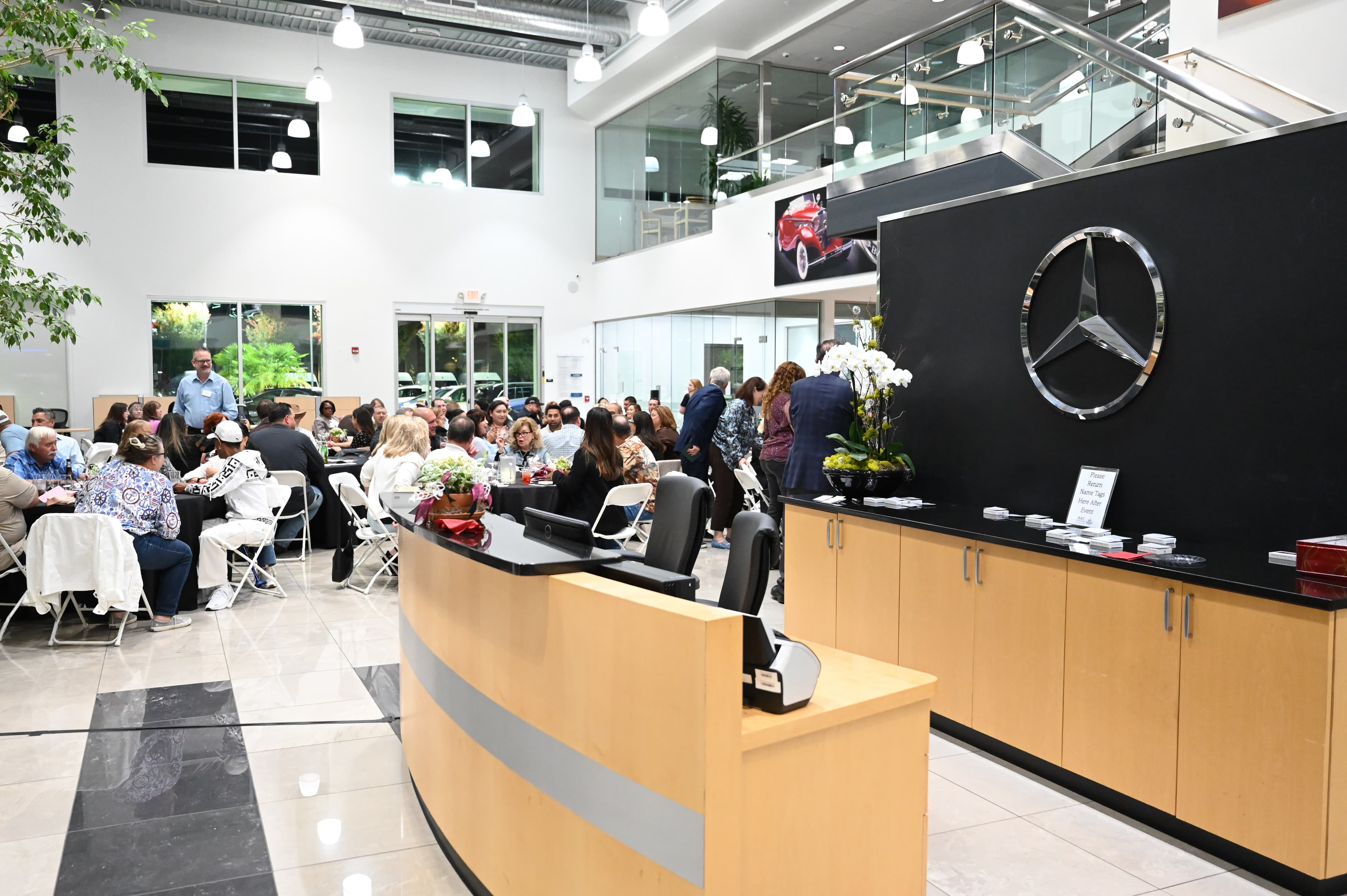 Mercedes-Benz branded corporate event - wide venue shot Stockton CA
